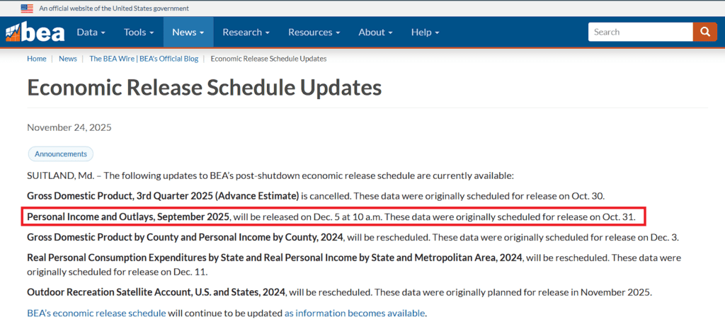 Pengumuman reschedule resmi data ekonomi yang akan di release oleh BEA